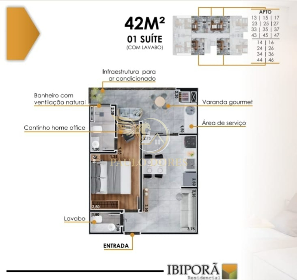 Apartamento à venda com 1 quarto, 42m² - Foto 3