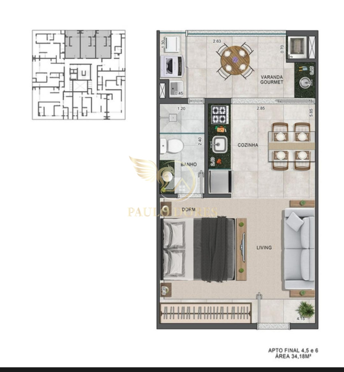 Apartamento à venda com 1 quarto, 35m² - Foto 3